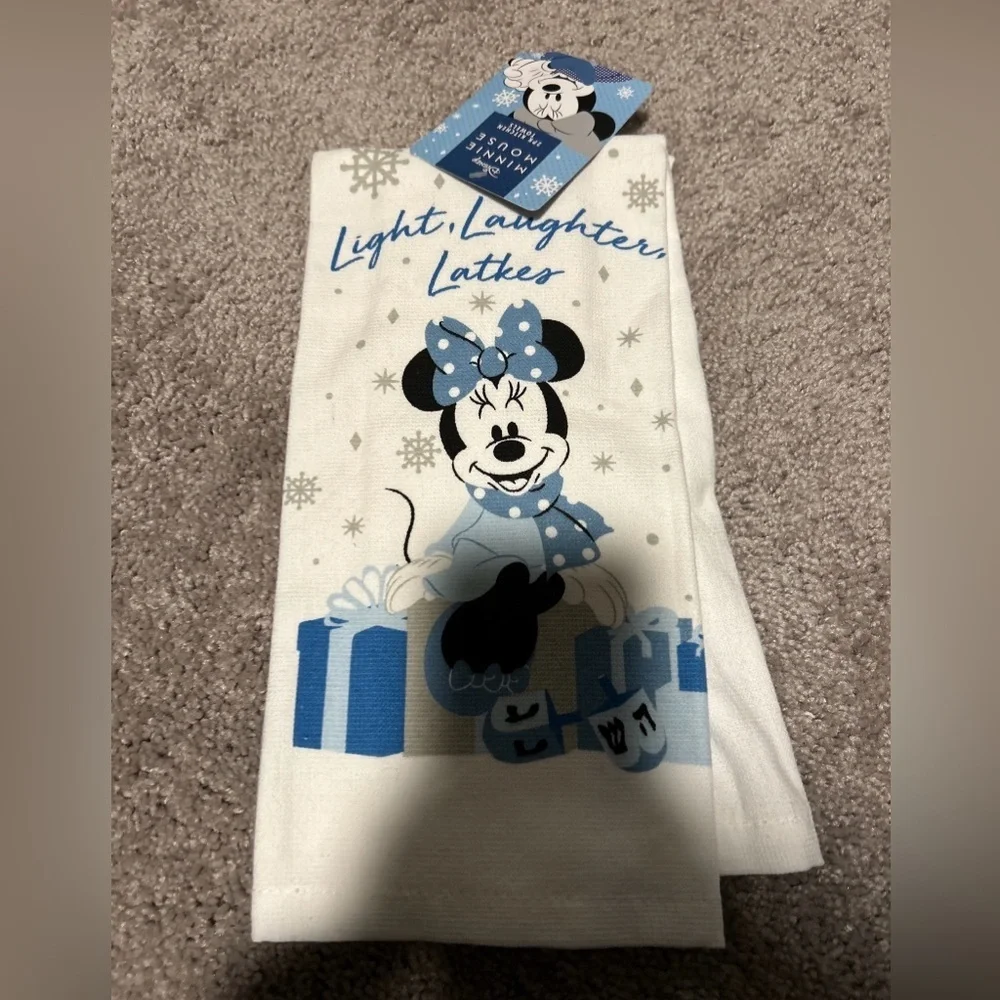 NEW Disney Minnie Mouse Hanukkah Light Laughter Latkes 2 Pk Kitchen Towels